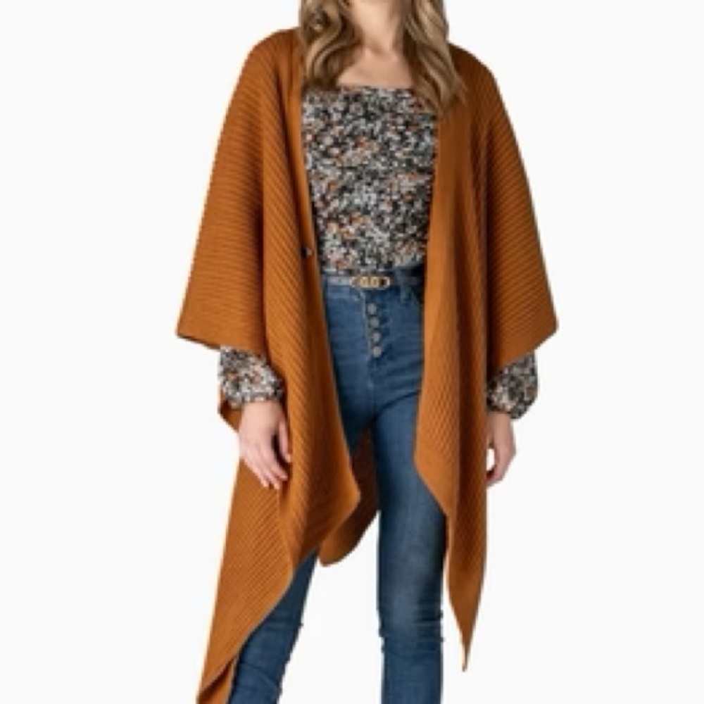 NWT Allthreads Heritage Sweater Wrap in Cognac